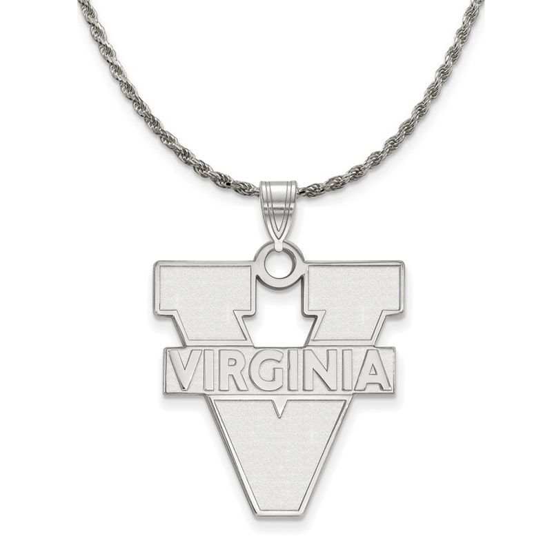 Sterling Silver U. Of Virginia Xl 'V' Logo Necklace - 26 Inch